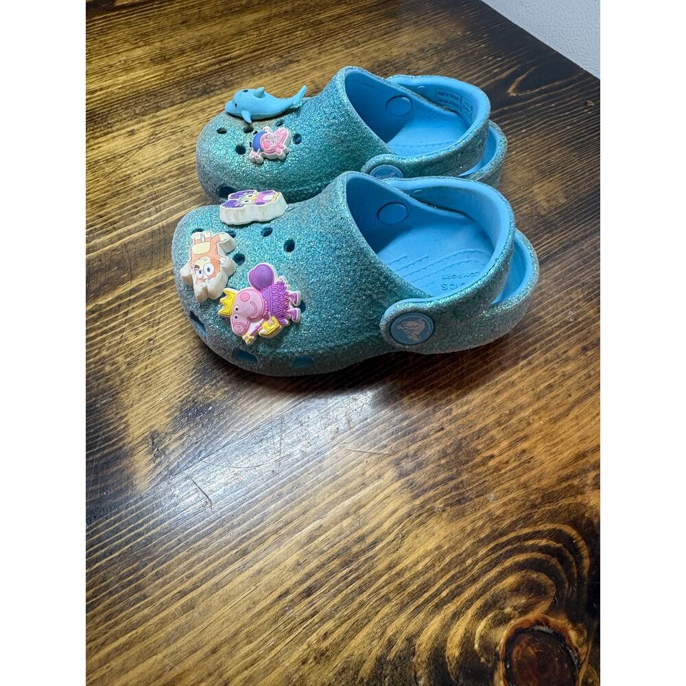 Crocs Blue Glitter Clogs Kids Size C6